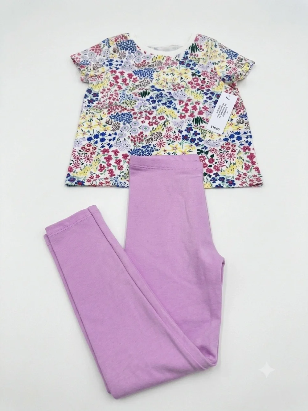 Self-Brand Floral Tee & Lilac Leggings Kids Matching Set